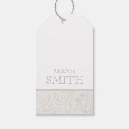 Mr & Mrs Boda Etiqueta de ajuste de regalo Gray Wh