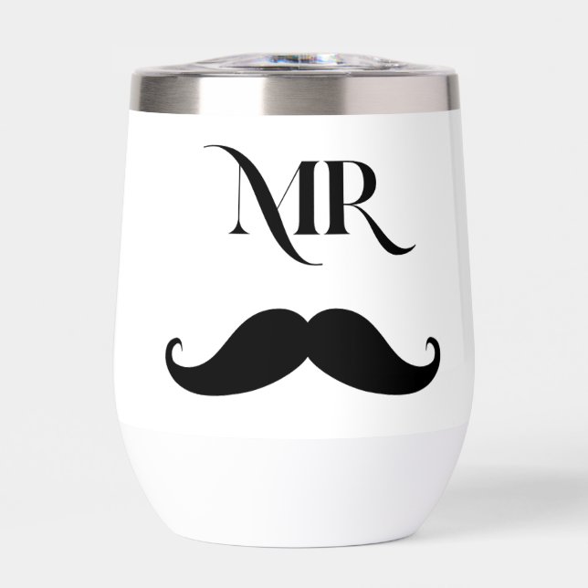 MR Mustache Vidrio Para Él (Frente)