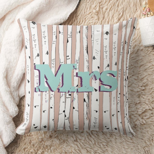 Mr. o Mrs. personaliza almohadas de árbol de birch (Manta)