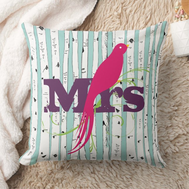 Mr. o Mrs. personaliza almohadas de árbol de birch (Manta)