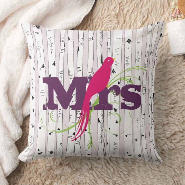 Mr. o Mrs. personaliza almohadas de árbol de birch (Manta)
