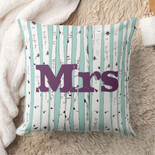 Mr. o Mrs. personaliza almohadas de árbol de birch