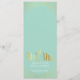 MRS & MRS RECEPTION CENNER MENU oro confetti menta