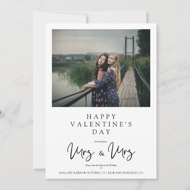 MRS & MRS Valentine's Wedding LGBT Lesbian Photo (Anverso)