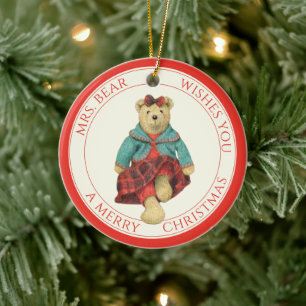 MRS. Ornamento de Círculo Cerámico del OSO + Texto