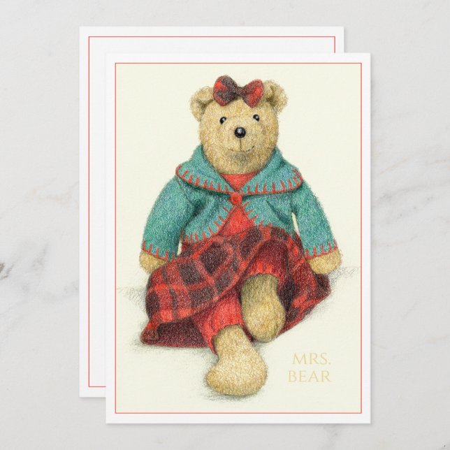 MRS. Tarjeta de Navidades planos BEAR 5x7 (Anverso / Reverso)