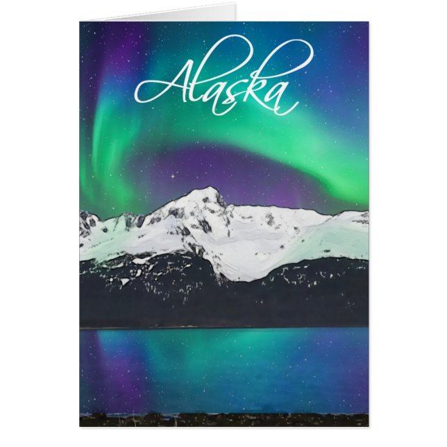 Mt. Alice Aurora Alaska - Tarjeta de arte de 5" x  (Frente)