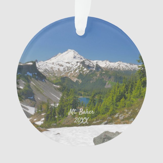 Mt. Baker Foto Escénica Ornamento Acrílico (Anverso)