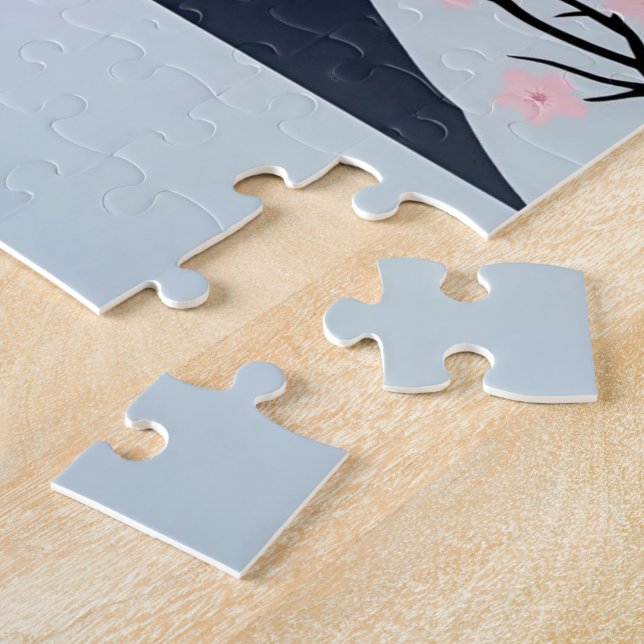 Mt. Fuji Cherry Blossom Minimalist Art Puzzle  (Lado)