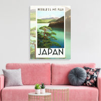 Mt Fuji Japón Afiche de Viaje Arte de época