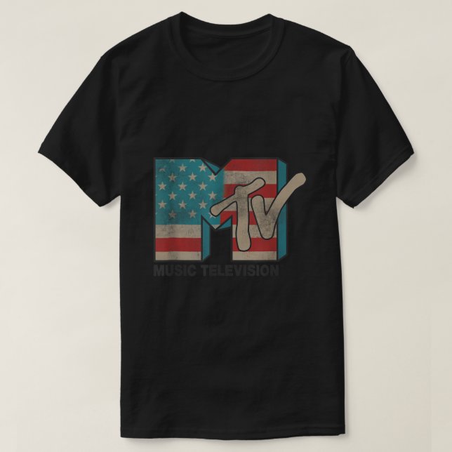 MTV Bandera Americana Logotipos T Camisetas (Diseño del anverso)