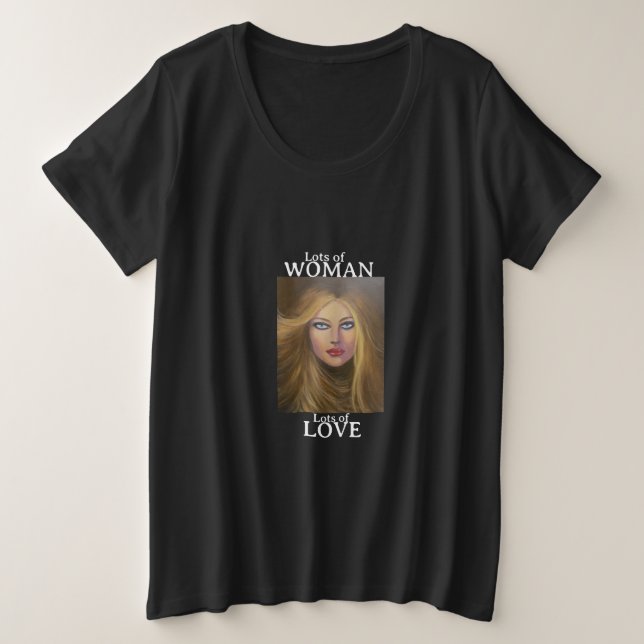 Mucha camiseta básica de amor y mujeres de tamaño  (Anverso del diseño)