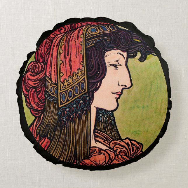 Mucha Vidrio Manchado Belleza Almohada (Anverso)