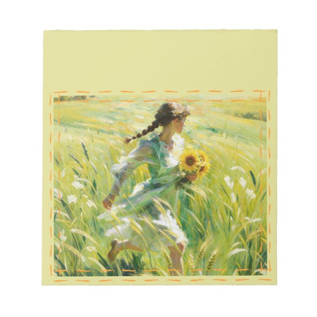 Muchacha del Campo de Girasoles Cuaderno Popular | (Frente)