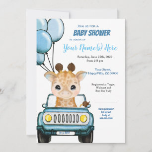 Muchacha jirafa en globos de invitación a Baby Sho
