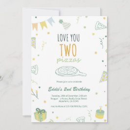Muchacho 2 cumpleaños fiesta de pizza invitación a