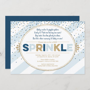 Muchacho bebé rociar invitación marea dorada azul 