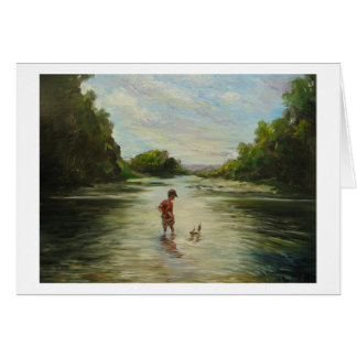 Muchacho con un barco del juguete