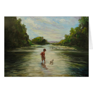 Muchacho con un barco del juguete