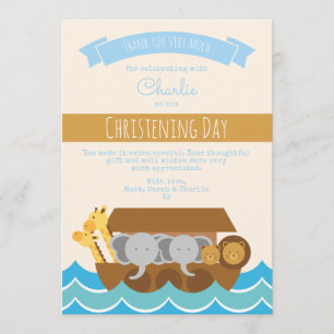 Muchacho cristiano/bautismo - Tarjeta de agradecim