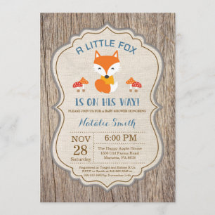 Muchacho de invitaciones rusticas a Baby Shower de