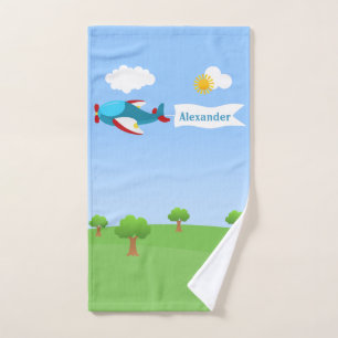 Muchacho de la bandera de aeroplano
