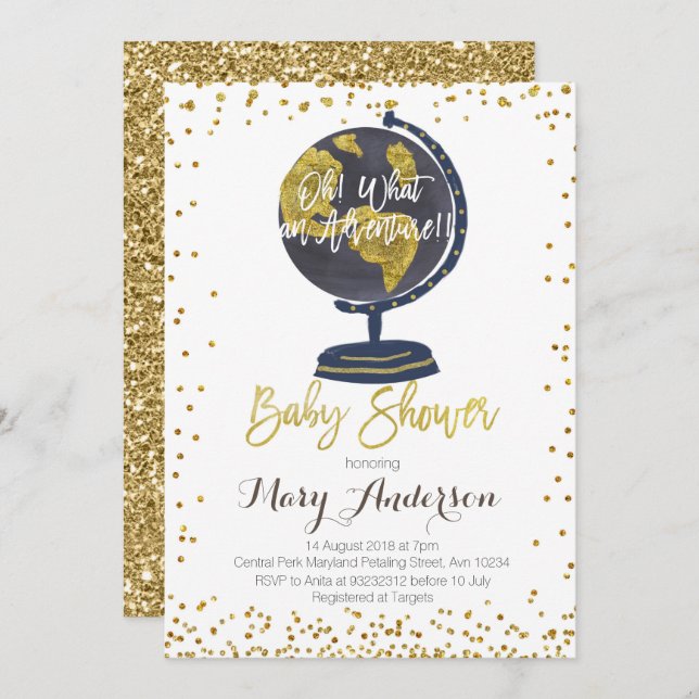 Muchacho de la invitación de Baby Shower de la (Anverso / Reverso)