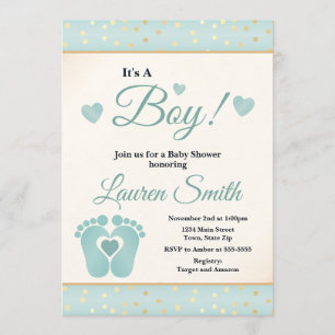 Muchacho de la invitación de Baby Shower de la