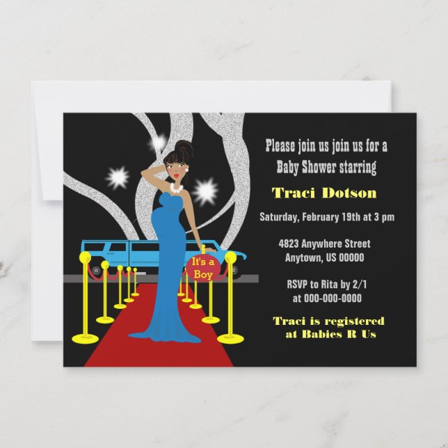 Muchacho de la invitación de Hollywood Baby Shower (Anverso)