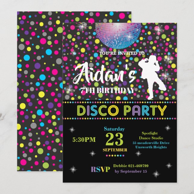 Muchacho de la invitación de la fiesta de (Anverso / Reverso)