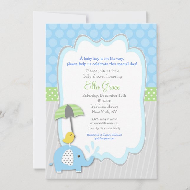 Muchacho de las invitaciones de Baby Shower del (Anverso)