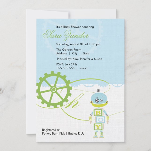 Muchacho de las invitaciones el | de Baby Shower (Anverso)