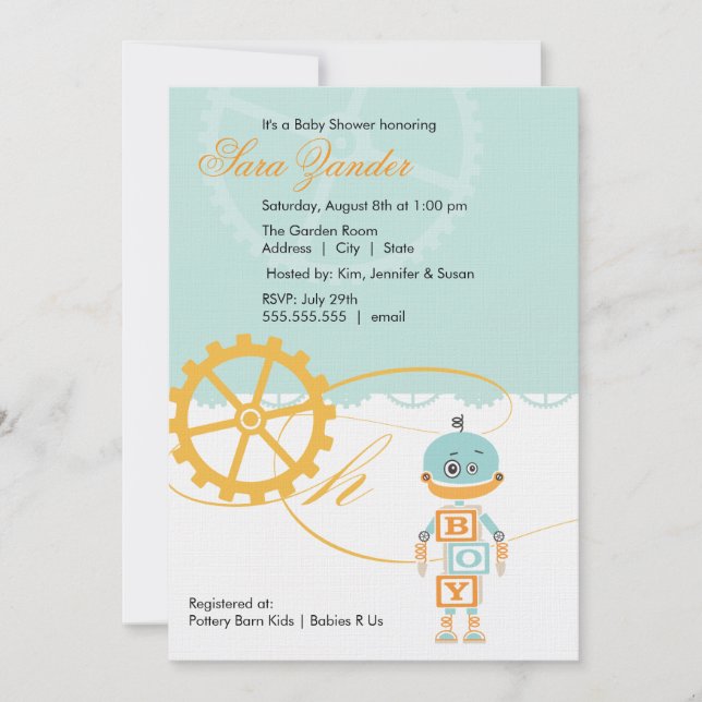 Muchacho de las invitaciones el | de Baby Shower (Anverso)