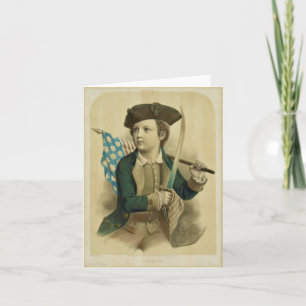 Muchacho del vintage con la tarjeta de nota de la