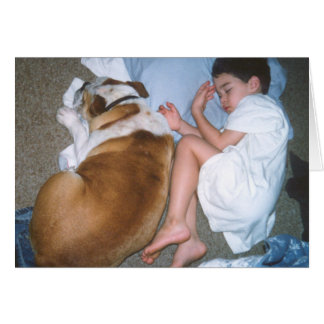 Muchacho durmiente con el bulldog