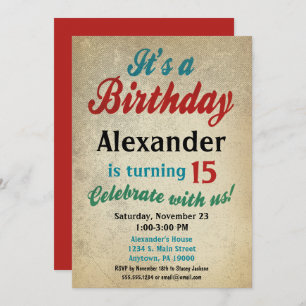 Muchacho Invitación a Cumpleaños Adolescente Tween