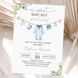 Muchacho Invitación Baby Shower Ropa De Bebé Invit
