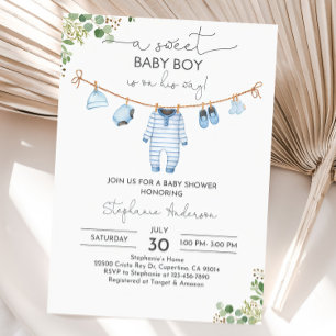 Muchacho Invitación Baby Shower Ropa De Bebé Invit