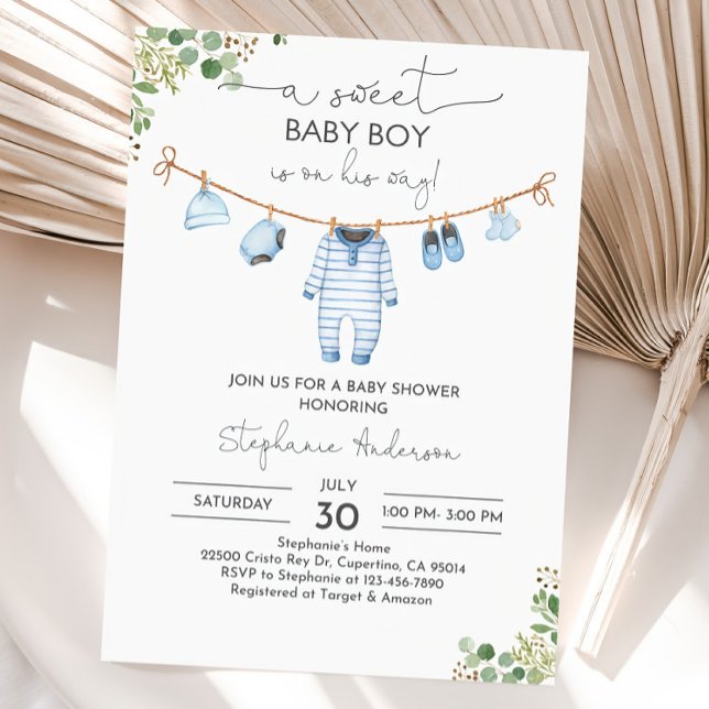 Muchacho Invitación Baby Shower Ropa De Bebé Invit (Subido por el creador)