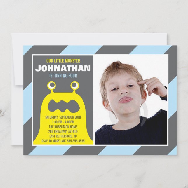 Muchacho lindo de la invitación del monstruo (Anverso)