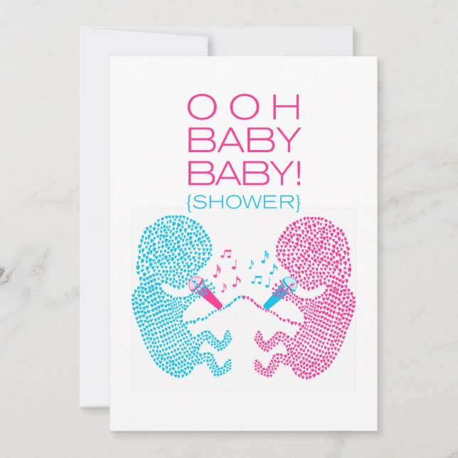 Muchacho y chica de la invitación de Baby Shower (Anverso)