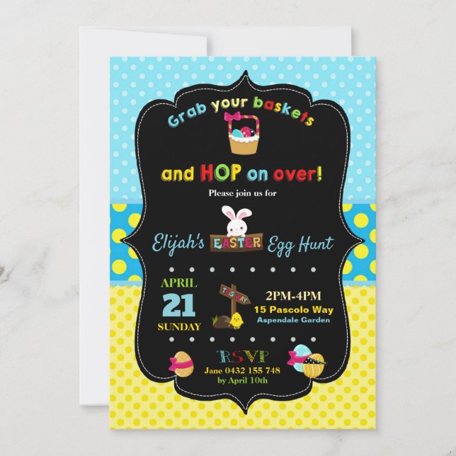Muchachos de la invitación de la caza del huevo de (Anverso)
