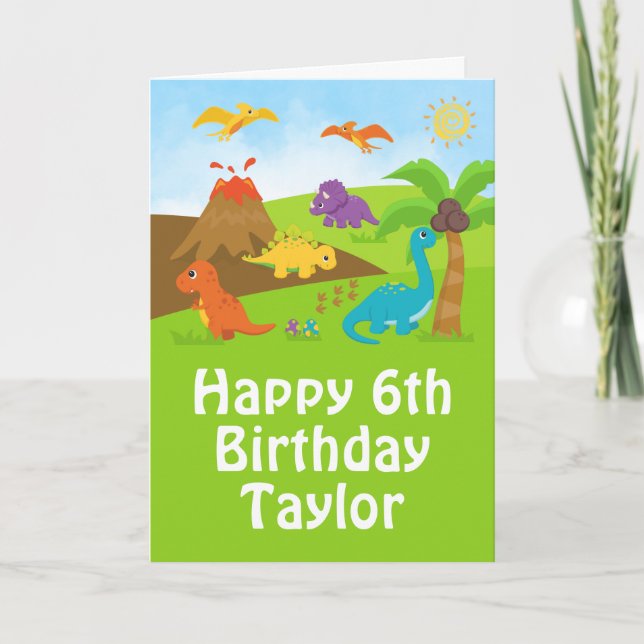 Muchachos dinosaurios Tarjeta de cumpleaños feliz (Anverso)