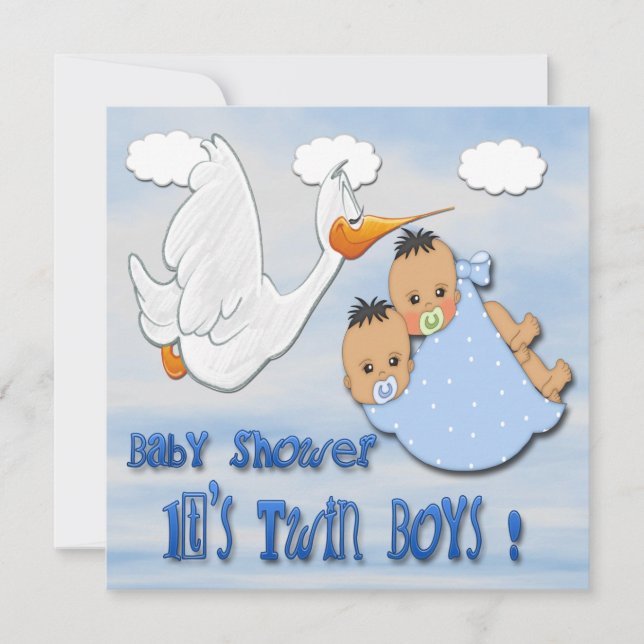 Muchachos gemelos - invitaciones de Baby Shower de (Anverso)