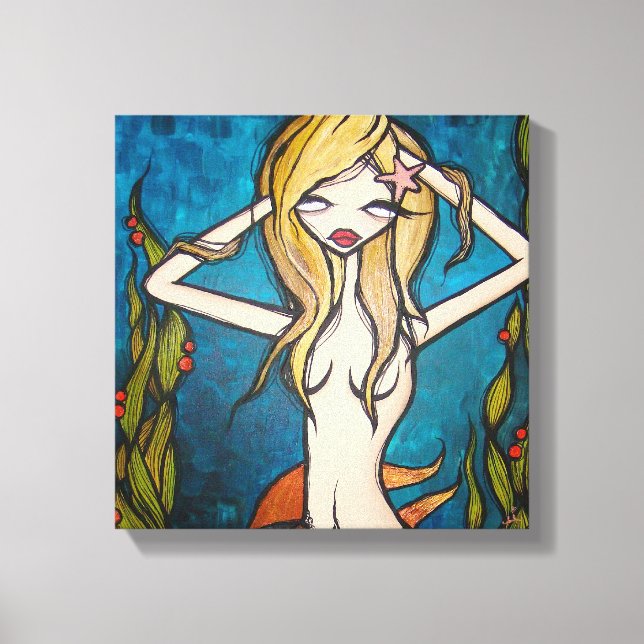 "Muchas aguas" Lienzo envuelto, 12 "x12" (Anverso)