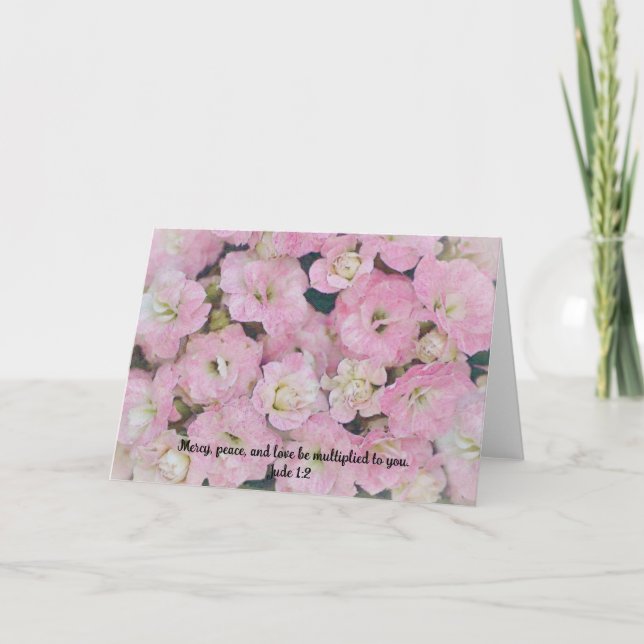 Muchas flores rosadas aman la tarjeta de verso de  (Anverso)