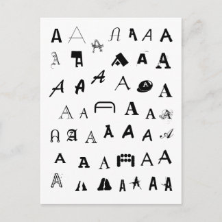 Muchas fuentes. Tu carta. Postal monograma persona