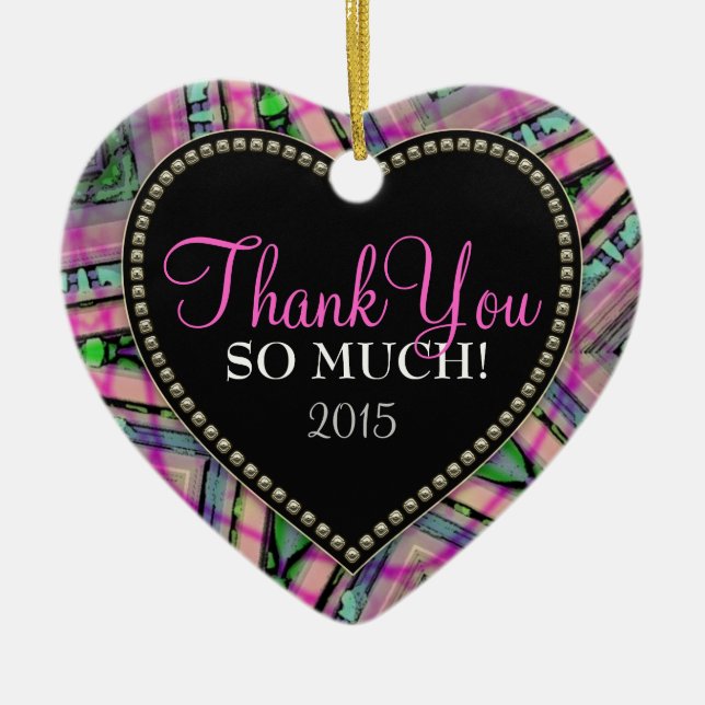 Muchas Gracias Abstracto Ornamento Del Corazón Ros (Frente)