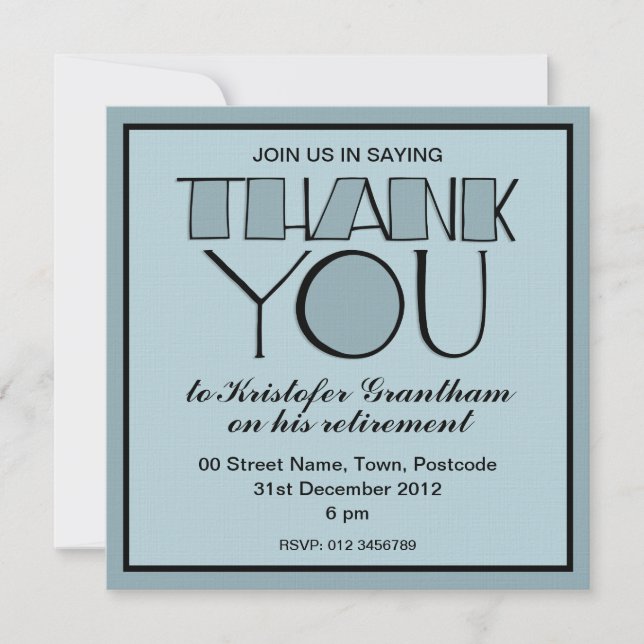 Muchas gracias por la invitación a la jubilación a (Anverso)