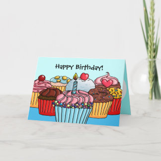 Muchas tarjetas de cumpleaños de cupcakes